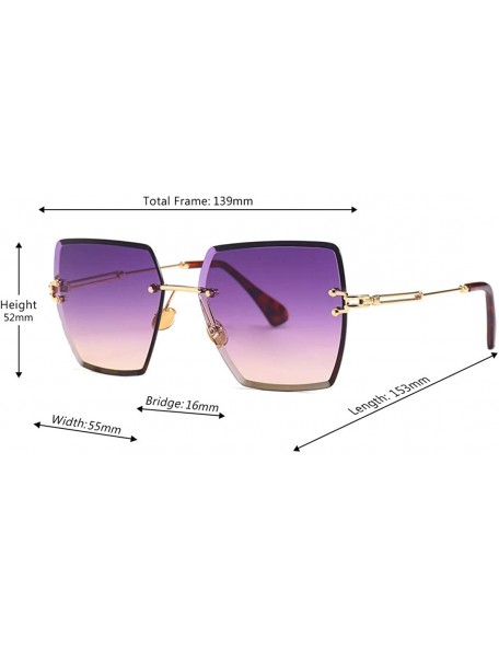 Square Fashion Men women Oversized Frameless Candy color Sunglasses UV400 - Purple Red - CG18NO9HM76 $9.27