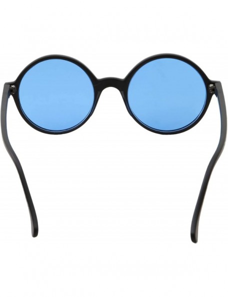 Oversized Oversized Round Sunglasses Hippie Color Lens Retro Circle Glasses Men and Women - Blue - CB1924A8ZWO $11.40