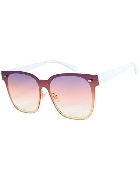 Square 2019 new one-piece lens fashion unisex brand trend designer sunglasses UV400 - Purple&pink - CO18T43GYCT $10.21