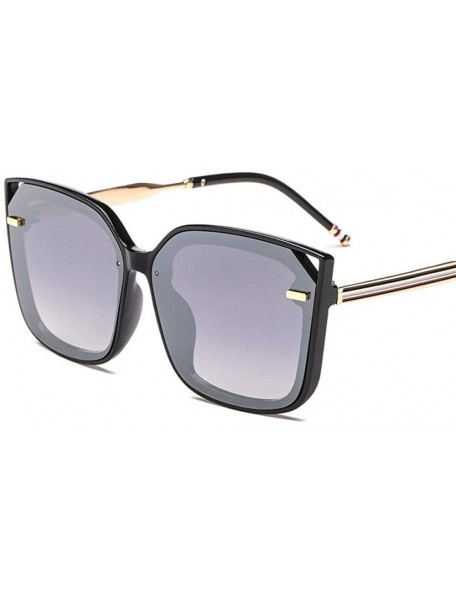 Aviator 2019 HD Lens Cat Eye Women Eyewear Big Frame Men Sunglasses C2 Black Silver - C2 Black Silver - CY18YZW5CIR $7.81