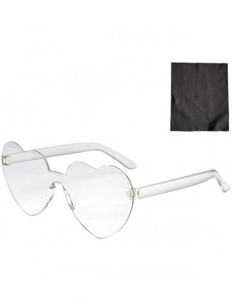 Rimless Women Heart Shaped Sunglasses Rimless Transparent Candy Color Frameless Glasses - CQ1908O3503 $8.84