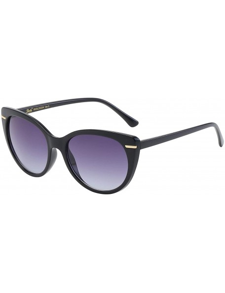 Oval Pouch Giselle Fancy Contemporary Cat Eye Women's Sunglasses Gradient Lens - 22254-black-frame-gradient-smoke-lens - CF18...