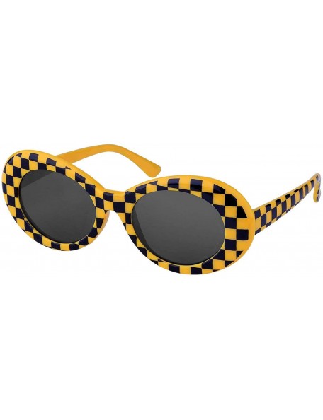 Wayfarer UV400 Clout Goggles Bold Retro Oval Mod Thick Frame Sunglasses - Yellow Grid - CQ18D2ASMHY $9.24