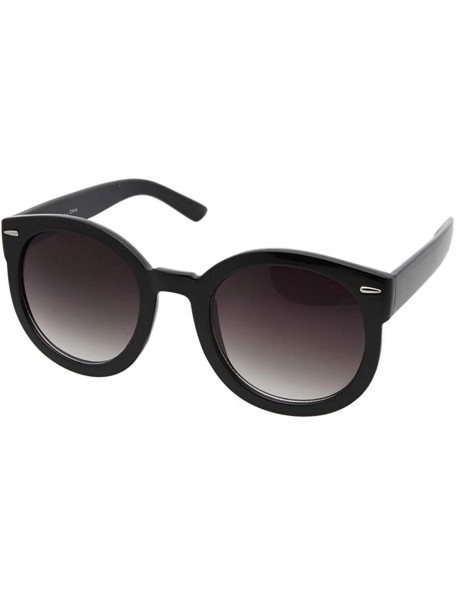 Round Women's Designer Inspired Oversized Round Circle Sunglasses Mod Fashion - Black - Smoke Lens - C3119JOA4TV $9.78