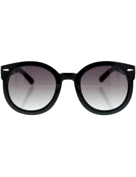 Round Women's Designer Inspired Oversized Round Circle Sunglasses Mod Fashion - Black - Smoke Lens - C3119JOA4TV $9.78