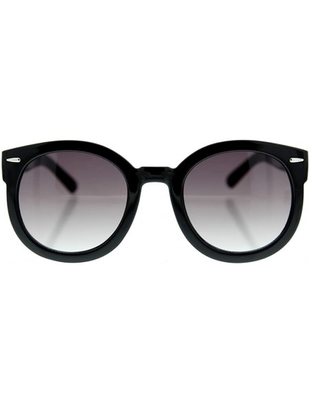 Round Women's Designer Inspired Oversized Round Circle Sunglasses Mod Fashion - Black - Smoke Lens - C3119JOA4TV $9.78