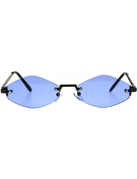 Rectangular Mens Diamond Hippie Pimp Color Lens Rimless Metal Sunglasses - Gunmetal Blue - CS18CGNHWG8 $9.96