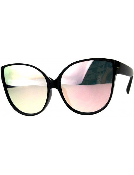 Butterfly Oversized Butterfly Sunglasses Womens Designer Fashion Mirror Lens - Black (Pink Mirror) - CV18EHNUORK $11.87