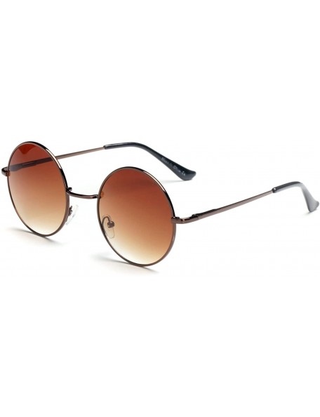 Round Unisex Round Fashion Sunglasses - Bronze/Brown - CL18WUCWUI6 $20.09