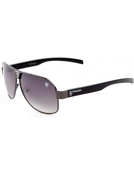 Shield Metal Cut Frontal Nose Shield Modern Rounded Aviator Sunglasses - Smoke Gunmetal - CK190ENCKR9 $20.75