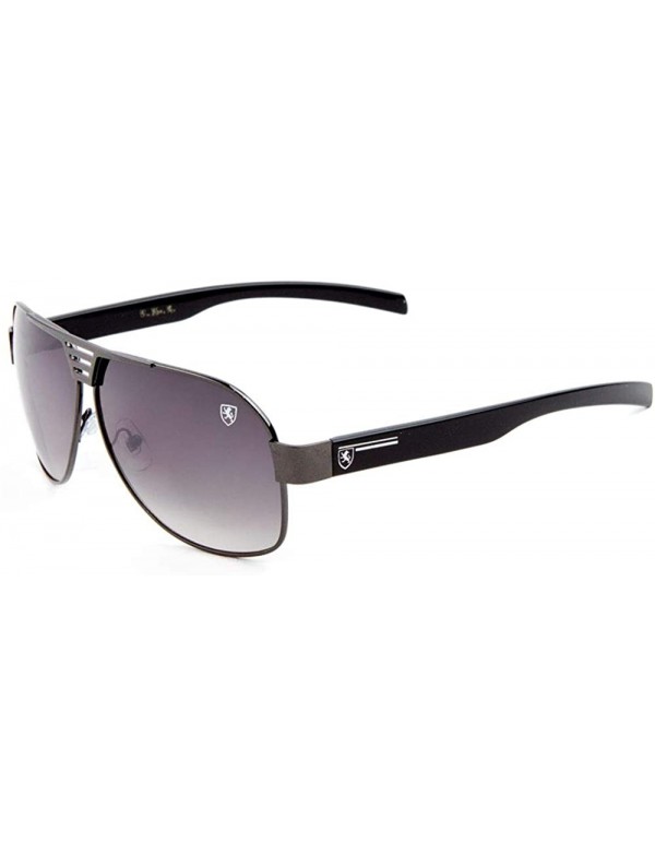 Shield Metal Cut Frontal Nose Shield Modern Rounded Aviator Sunglasses - Smoke Gunmetal - CK190ENCKR9 $20.75