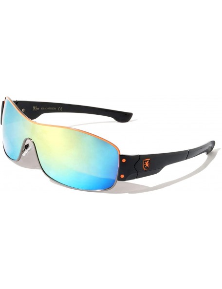 Shield Sports Color Mirror Wide One Piece Lens Shield Sunglasses - Orange - CF199C5MKHH $20.46