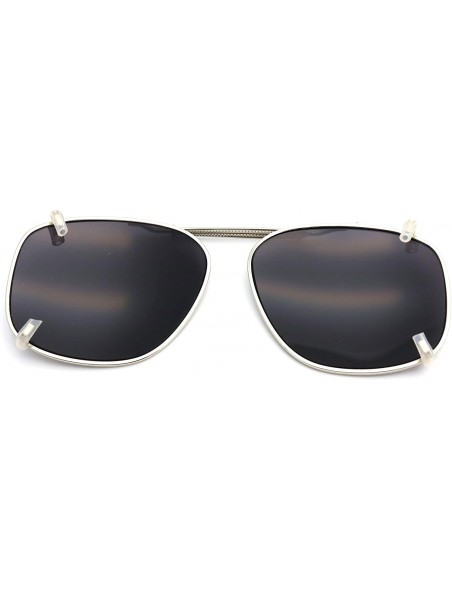 Aviator Clip On- Flip Up- Adjustable Spring Clip on- Driving Lens - C4 Large Size Rectangular Metal / Silver - CB18WATZGC6 $1...