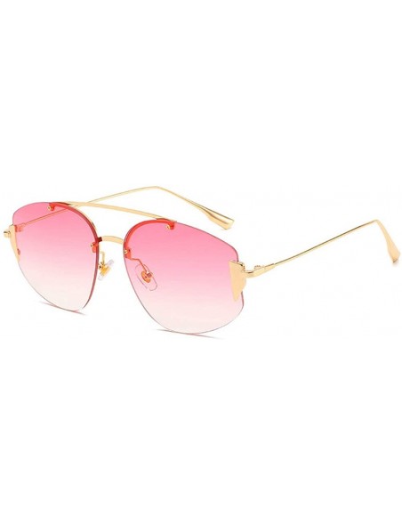 Rimless 2019 New Gradient Rimless Sunglasses Women UV400 Top Quality Brand Designer Vintage Trendy Sun Glasses - Pink - C818S...