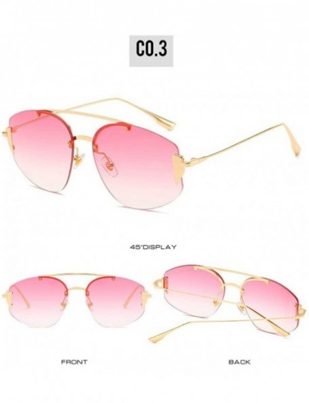Rimless 2019 New Gradient Rimless Sunglasses Women UV400 Top Quality Brand Designer Vintage Trendy Sun Glasses - Pink - C818S...