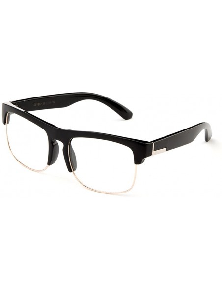 Oval Half Metal Frame Modern Designer Fashion Clear Lens Glasses for Men - Black - C6127FCL97Z $8.91