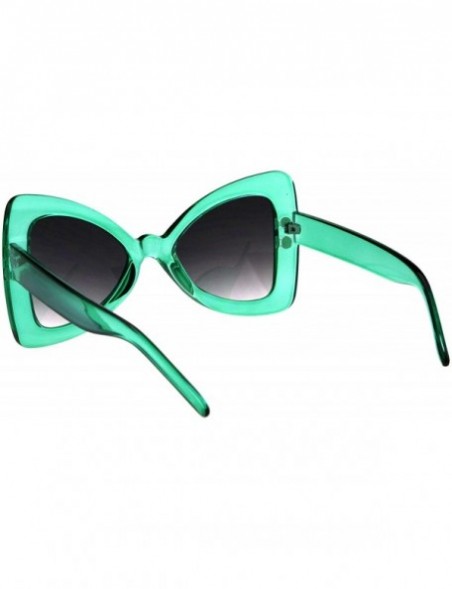 Butterfly Butterfly Ribbon Bow Pearl Frame Sunglasses Womens Oversized Shades - Green (Smoke) - CT18KWSSQS3 $11.07