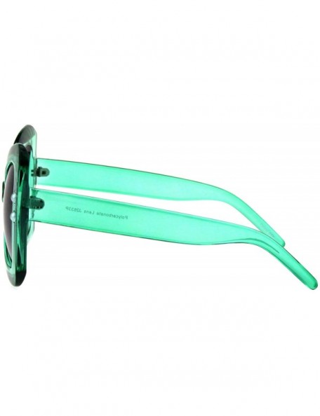 Butterfly Butterfly Ribbon Bow Pearl Frame Sunglasses Womens Oversized Shades - Green (Smoke) - CT18KWSSQS3 $11.07