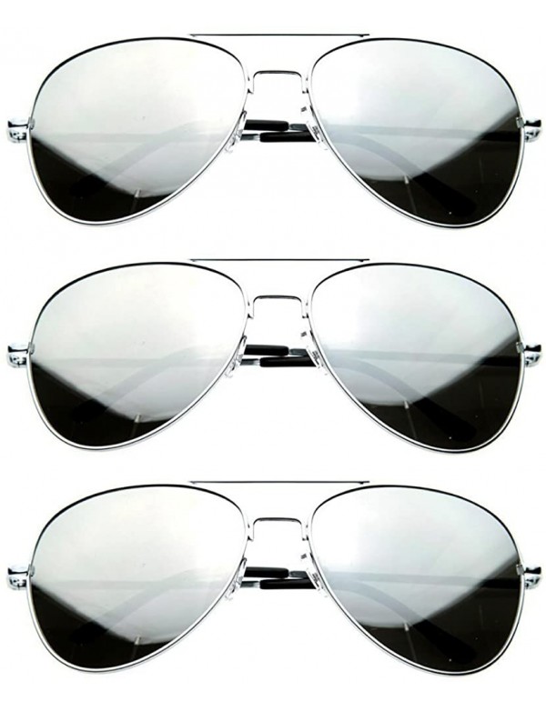 Aviator Mirror Lens Aviator Sunglasses Classic Tear Drop for Men Women (3 pack) - CK11KQKBE9H $11.13