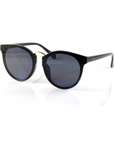 Wayfarer Horn Rimmed Gradient Mirror Lens Cat-Eye Round Couple Sunglasses A197 - Black/ Black Sd - CD18EKUZYNL $26.10