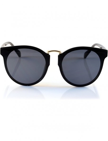 Wayfarer Horn Rimmed Gradient Mirror Lens Cat-Eye Round Couple Sunglasses A197 - Black/ Black Sd - CD18EKUZYNL $9.71