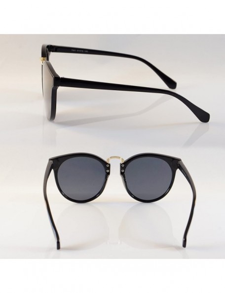 Wayfarer Horn Rimmed Gradient Mirror Lens Cat-Eye Round Couple Sunglasses A197 - Black/ Black Sd - CD18EKUZYNL $9.71