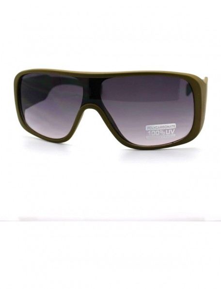 Square Flat Top Square Sunglasses Mens Sporty Retro Fashion Shades - Matte Khaki - CY11D24S4I3 $11.58