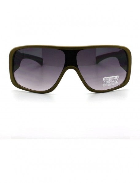 Square Flat Top Square Sunglasses Mens Sporty Retro Fashion Shades - Matte Khaki - CY11D24S4I3 $11.58