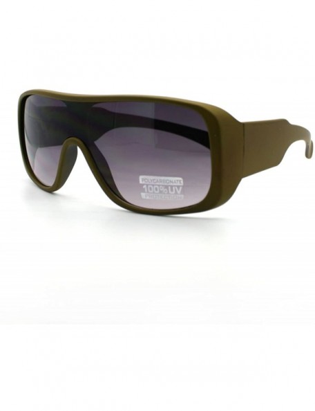 Square Flat Top Square Sunglasses Mens Sporty Retro Fashion Shades - Matte Khaki - CY11D24S4I3 $11.58