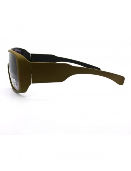 Square Flat Top Square Sunglasses Mens Sporty Retro Fashion Shades - Matte Khaki - CY11D24S4I3 $11.58