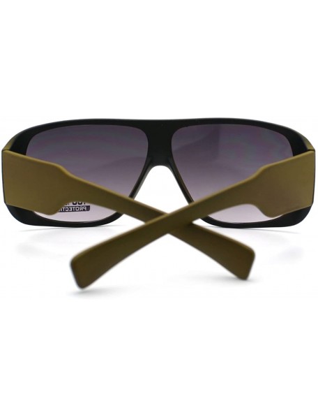 Square Flat Top Square Sunglasses Mens Sporty Retro Fashion Shades - Matte Khaki - CY11D24S4I3 $11.58