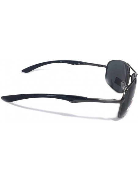 Aviator Unisex Metal Square Polorized Aviator Sunglass - Shiny Black Frame Black Lens - C9180YTIAMM $9.86