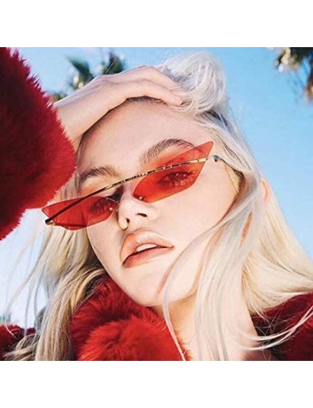Butterfly Cat Eye Trend Fashion Sunglasses Metallic Film Eyewear - Red - C318IWIZEKK $12.76