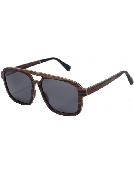 Aviator Wood Sunglasses Oversied Polarized Sunglasses Outside Activities Men's Summer Eyewear-SG73002 - Ebony- Grey - CD18DUH...