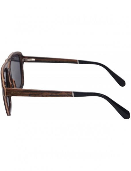 Aviator Wood Sunglasses Oversied Polarized Sunglasses Outside Activities Men's Summer Eyewear-SG73002 - Ebony- Grey - CD18DUH...