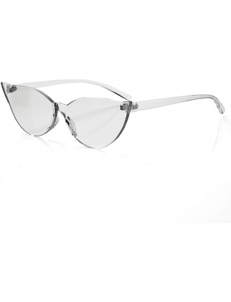 Cat Eye Cat Eye Rimless Sunglasses Oversized One Piece Colored Transparent Eyewear Retro Eyeglasses for Women Men - CW18HYKC4...