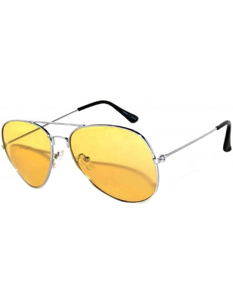Aviator Classic Aviator Colored Lens Sunglasses Colorful Metal Frame - Yellow_lens_gold_frame - C8184TG0EIG $22.47