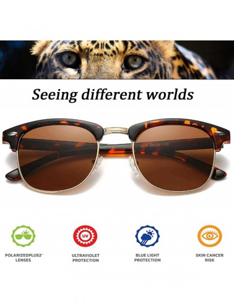 Rimless SUNGLASSES FOR MEN WOMEN - Half Frame Polarized Classic fashion womens mens sunglasses FD4003 - 1-1leopard Brown - C4...