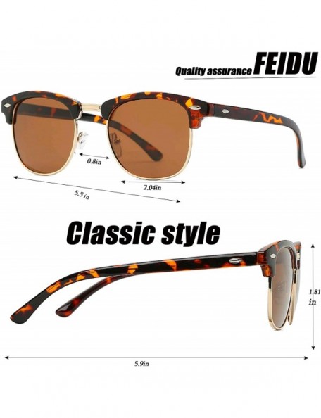 Rimless SUNGLASSES FOR MEN WOMEN - Half Frame Polarized Classic fashion womens mens sunglasses FD4003 - 1-1leopard Brown - C4...