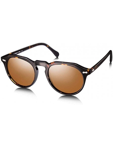 Sport Men and women round polarized sunglasses 100% UV protection glasses - acetate frames-brown - C0198OOA8EH $24.94