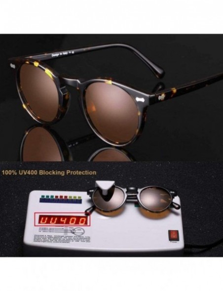 Sport Men and women round polarized sunglasses 100% UV protection glasses - acetate frames-brown - C0198OOA8EH $24.94
