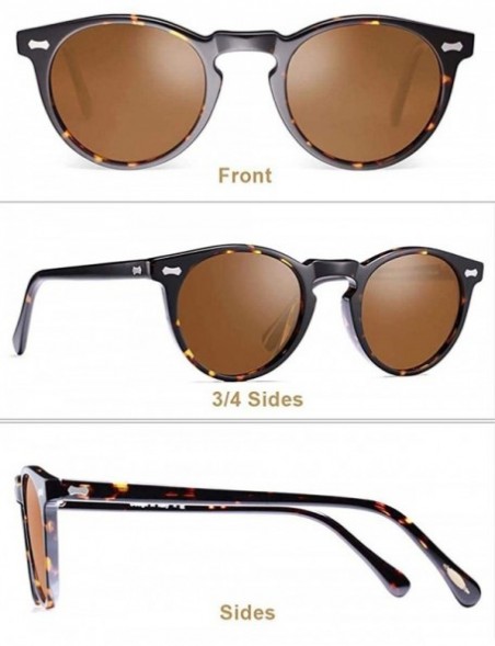 Sport Men and women round polarized sunglasses 100% UV protection glasses - acetate frames-brown - C0198OOA8EH $24.94