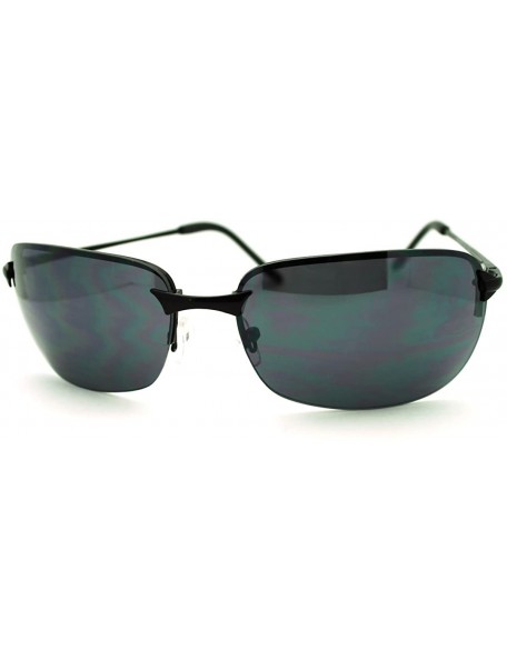 Rimless Mens Classic Sunglasses Rimless Rectangular Lite Metal Frame - Black - CT1869SK4E8 $8.27