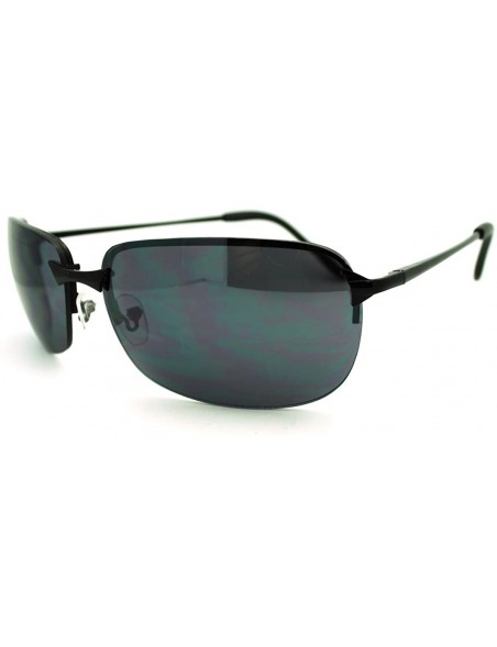 Rimless Mens Classic Sunglasses Rimless Rectangular Lite Metal Frame - Black - CT1869SK4E8 $8.27