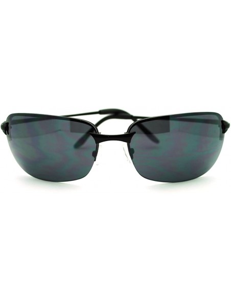 Rimless Mens Classic Sunglasses Rimless Rectangular Lite Metal Frame - Black - CT1869SK4E8 $8.27