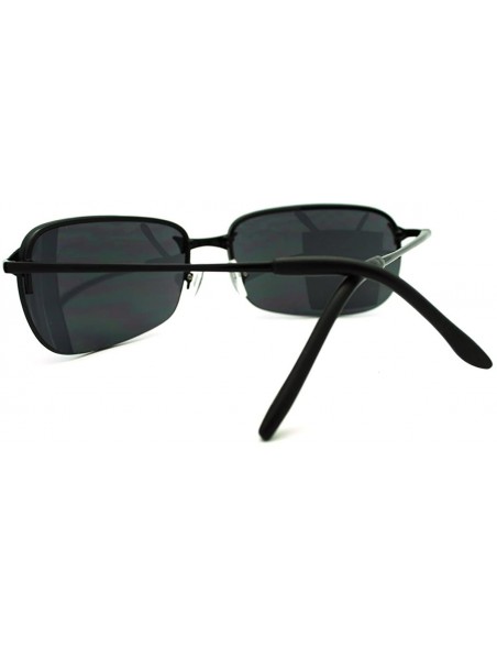 Rimless Mens Classic Sunglasses Rimless Rectangular Lite Metal Frame - Black - CT1869SK4E8 $8.27