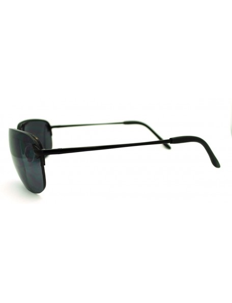 Rimless Mens Classic Sunglasses Rimless Rectangular Lite Metal Frame - Black - CT1869SK4E8 $8.27