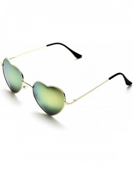 Aviator 6 Packs Vintage Mirrored Lens Aviator Unisex Heart Sunglasses Metal Frame - Pink Mirror - CX18E3CA57I $27.03