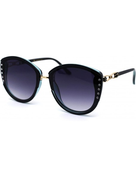 Butterfly Womens Sparkling Rhinestone Trim Butterfly Fashion Sunglasses - Black Blue Smoke - C3194MLQYQZ $12.53