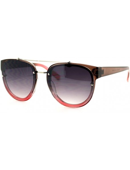 Rimless Womens Retro Hipster Sunglasses Round Flat Top Rimless Look - Brown Red - C61275NYQIN $9.56